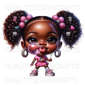 Bambini Bella Ragazza Nera Magica Melanina Donna Nera PNG Afro Moda ragazza Afro-Americana clipart PNG Planner Tshirt Tumbler Sublimazione