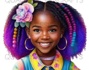 Transparent Princess Kids Beautiful Black Girl Magic Melanin Black PNG Fashion African American clipart Planner Tshirt Tumbler Sublimation