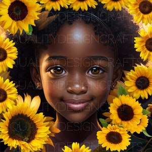 Sunflower Beautiful Black Girl Magic Love Hearts Melanin Black PNG Fashion African American clipart PNG Planner Tshirt Tumbler Sublimation