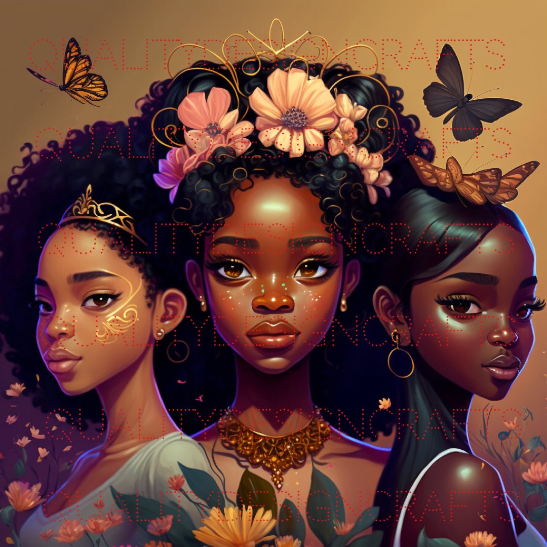 Queens Beautiful Black Girl Magic Melanin Black Woman PNG Afro Fashion ...