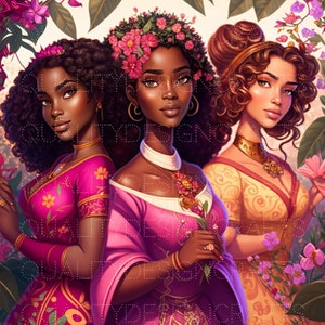Melanin Queens Beautiful Black Girl Magic Black Woman PNG Afro Fashion girl African American clipart PNG Planner Tshirt Tumbler Sublimation