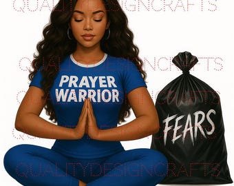 Prayer Warrior Godfidence Christian Black Girl Magic Black Woman PNG Fashion girl African American clipart PNG Planner Tumbler Sublimation