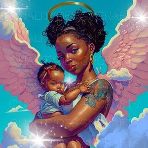 Heaven Angel Princess Bella ragazza nera Magic Melanin Black PNG Moda clipart afroamericana PNG Planner Tshirt Tumbler Sublimazione