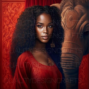 Beautiful Black Girl Magic Elephant Melanin Black Woman PNG Afro Fashion girl African American clipart Planner Tshirt Tumbler Sublimation