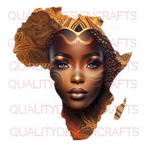 Africa Regina Bella ragazza nera Melanina magica Donna nera PNG Afro Fashion girl Clipart afroamericana PNG Planner Tumbler Sublimazione