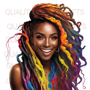 Beautiful Dread Loc Black Girl Magic Melanin Mulher Negra PNG Afro Fashion girl African American clipart Planner Tshirt Tumbler Sublimation
