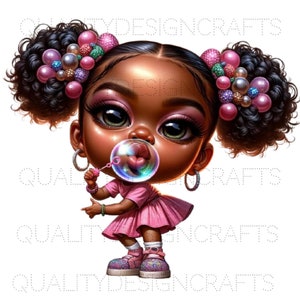 Bambini Bella Ragazza Nera Magica Melanina Donna Nera PNG Afro Moda ragazza Afro-Americana clipart PNG Planner Tshirt Tumbler Sublimazione