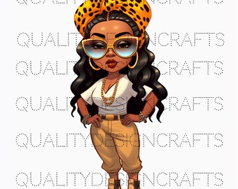 Transparent Fashion Doll Black Girl Magic Melanin Black Woman PNG Afro Fashion girl African American clipart Planner Tshirt Sublimation