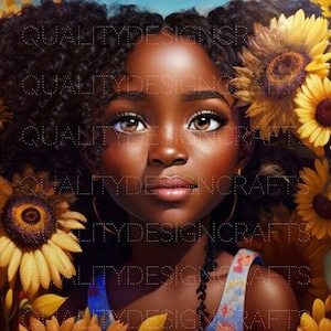 Sunflower Beautiful Black Girl Magic Love Hearts Melanin Black PNG Fashion African American clipart PNG Planner Tshirt Tumbler Sublimation