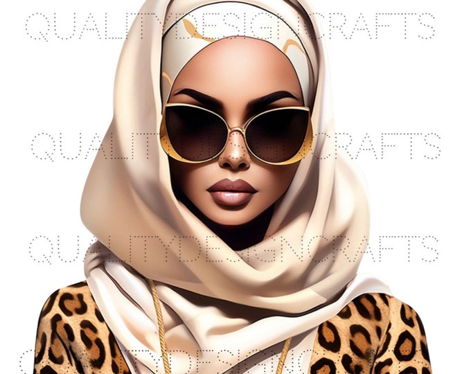 Transparent Beautiful Black Girl Magic Melanin Black Woman PNG Hijab Fashion African American clipart Planner Tshirt Tumbler Sublimation
