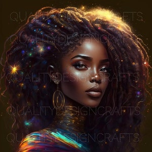 Galáxia Linda garota negra melanina mágica Mulher negra PNG Afro Fashion girl Afro-americano clipart PNG Planner Camiseta Tumbler Sublimação