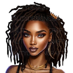 Beautiful Dread Loc Black Girl Magic Melanin Mulher Negra PNG Afro Fashion girl African American clipart Planner Tshirt Tumbler Sublimation