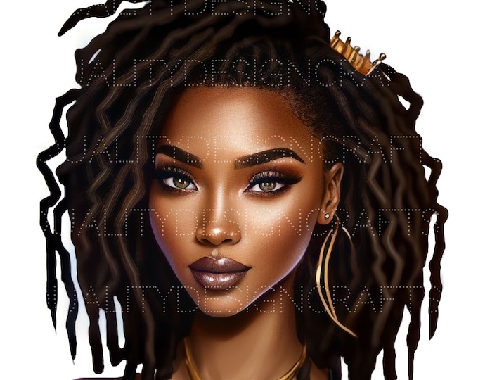 Beautiful Dread Loc Black Girl Magic Melanin Black Woman PNG Afro Fashion girl African American clipart Planner Tshirt Tumbler Sublimation