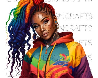 Beautiful Dread Loc Black Girl Magic Melanin Black Woman PNG Afro Fashion girl African American clipart Planner Tshirt Tumbler Sublimation