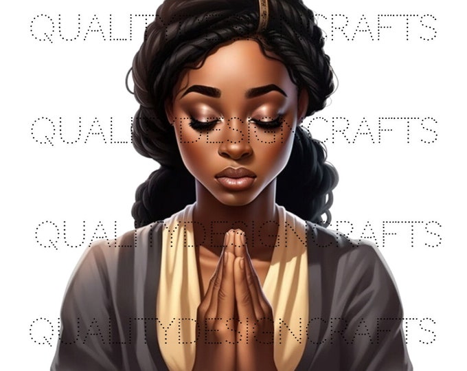 Prayer Warrior Godfidence Christian Black Girl Magic Black Woman PNG Fashion girl African American clipart PNG Planner Tumbler Sublimation