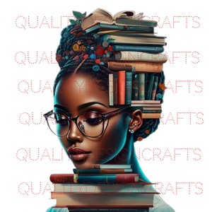 Transparant boek Black Girl Magic Melanin Black Woman PNG Afro Fashion girl African American clipart Planner Tshirt Tumbler Sublimation