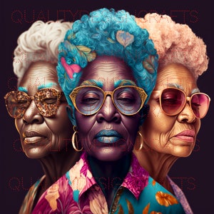 Belle grand-mère fille noire magique mélanine femme noire PNG afro mode fille afro-américaine clipart planificateur Tshirt Tumbler Sublimation