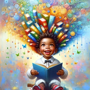 Empoderando a los amantes de los libros Black Boy Joy King Black Excellence Magic Fashion girl afroamericano clipart PNG Planner Camiseta Tumbler Sublimación