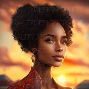 Beautiful Sunset Black Girl Magic Melanin Black Woman PNG Afro Fashion girl African American clipart PNG Planner Tshirt Tumbler Sublimation