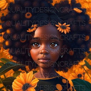Sunflower Beautiful Black Girl Magic Love Hearts Melanin Black PNG Fashion African American clipart PNG Planner Tshirt Tumbler Sublimation