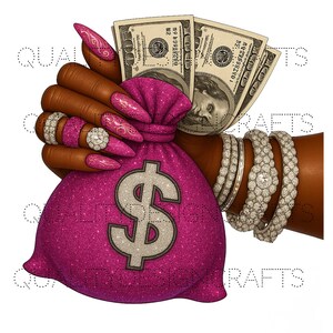 Ottieni la borsa Hustler Black Girl Magic Melanin Black Woman PNG Afro Fashion girl African American clipart PNG Money Tshirt Tumbler Sublimazione