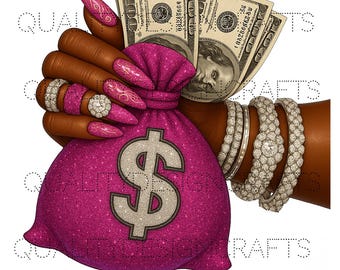 Holen Sie sich die Tasche Hustler Black Girl Magie Melanin Schwarze Frau PNG Afro Mode Mädchen Afroamerikaner Clipart PNG Geld Tshirt Tumbler Sublimation