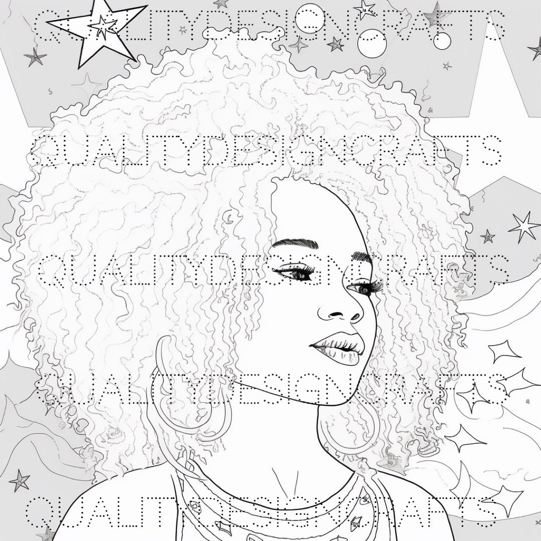 Galaxy Coloring Page Black Girl Magic Melanin Woman PNG Afro Fashion ...