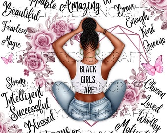 Las chicas negras son amor propio reina africana hermosa chica negra magia melanina mujer PNG afroamericano clipart planificador sublimación cristiana