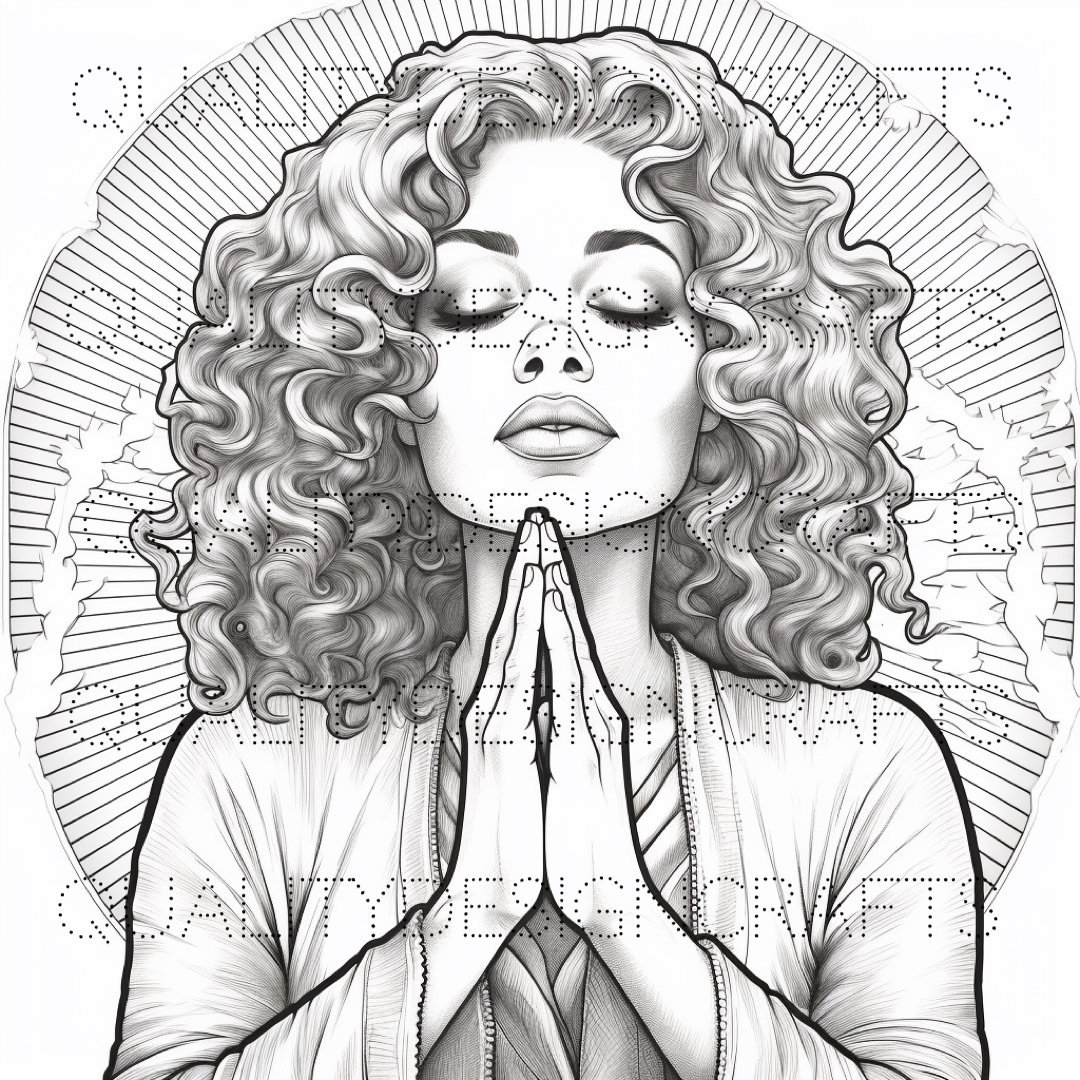 Prayer Coloring Page Black Girl Magic Melanin Woman PNG Afro Fashion ...