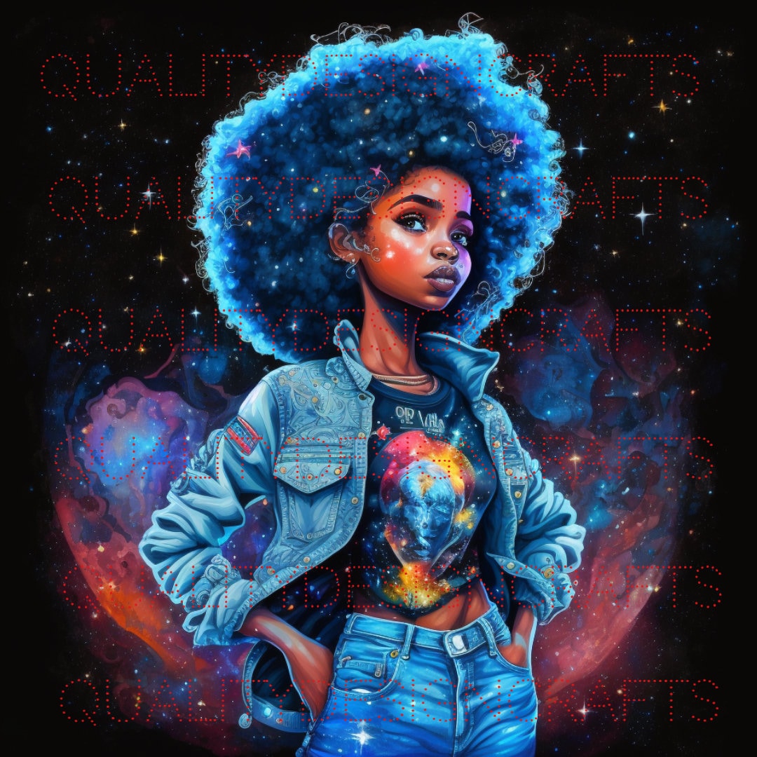 Galaxy Beautiful Black Girl Magic Melanin Black Woman PNG Afro Fashion ...