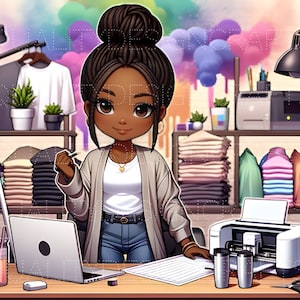 Craft Small Business JPEG Queen Black Girl Magic Melanin Woman Afro Fashion girl African American clipart Planner Tshirt Tumbler Sublimation