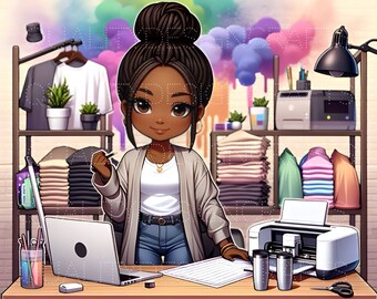 Craft Small Business JPEG Queen Black Girl Magic Melanin Woman Afro Fashion girl African American clipart Planner Tshirt Tumbler Sublimation