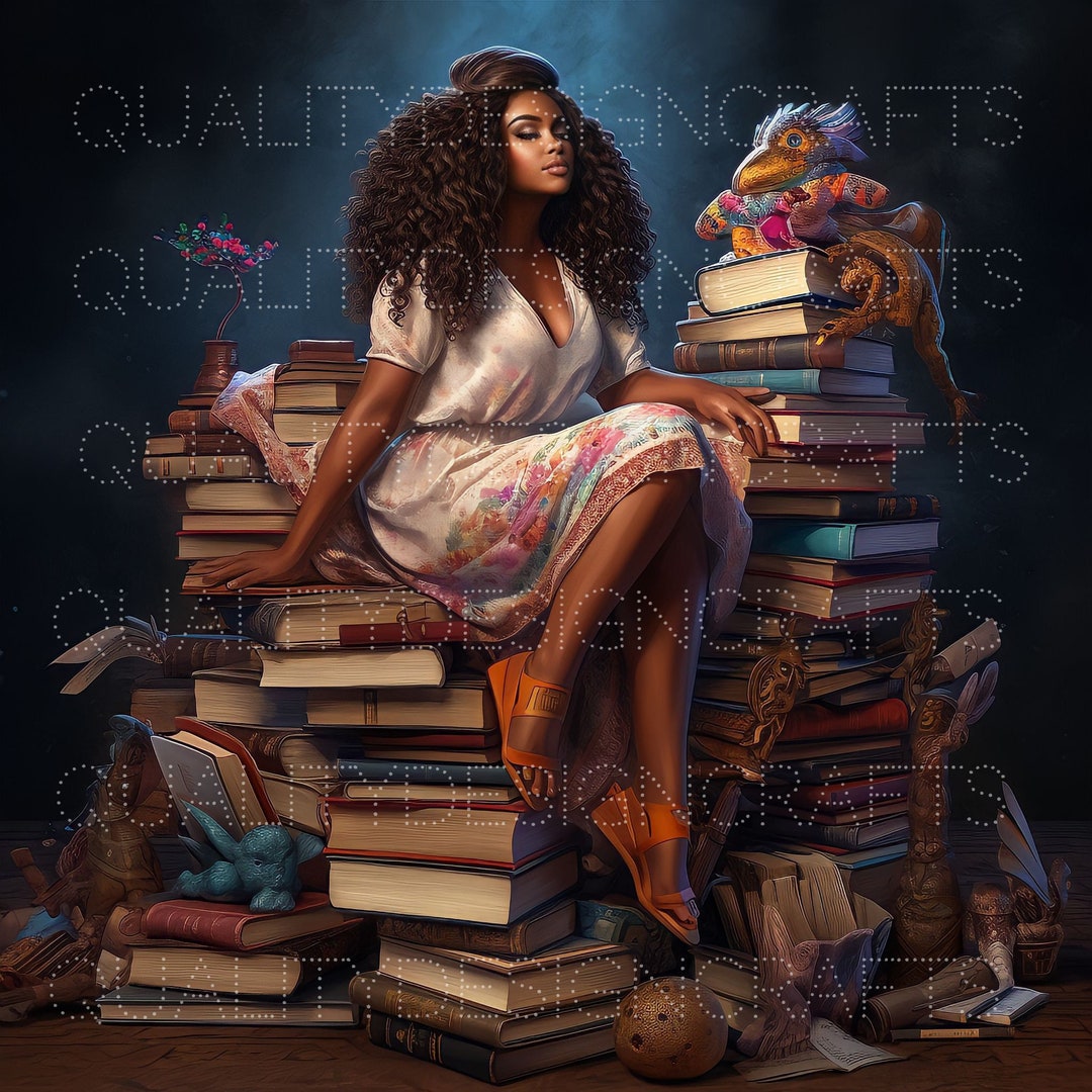 Melanin Books Queens Beautiful Black Girl Magic Black Woman PNG Afro ...