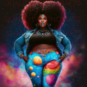 Galaxy Beautiful Black Girl Magic Melanin Black Woman PNG Afro Mode meisje Afro-Amerikaanse clipart PNG Planner Tshirt Tumbler Sublimation