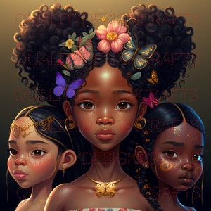 Bambini Bella ragazza nera Magia Melanina Donna nera PNG Afro Fashion ragazza Afroamericana clipart PNG Planner Tshirt Tumbler Sublimazione