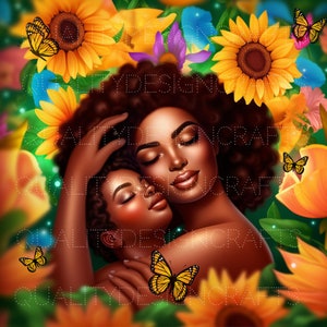 Schöne Mutter Schwarze Mädchen Magische Melanin Schwarze Frau PNG Afro Mode Mädchen Afroamerikaner Clipart PNG Planer Tshirt Becher Sublimation