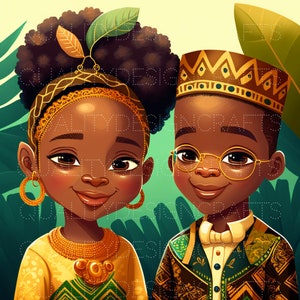 Prins Prinses Kinderen Mooi Zwart Meisje Magic Melanine Zwart PNG Mode Afro-Amerikaanse clipart PNG Planner Tshirt Tumbler Sublimatie