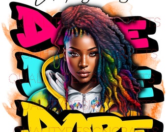 Beautiful Dread Loc Black Girl Magic Melanin Black Woman PNG Afro Fashion girl African American clipart Planner Tshirt Tumbler Sublimation