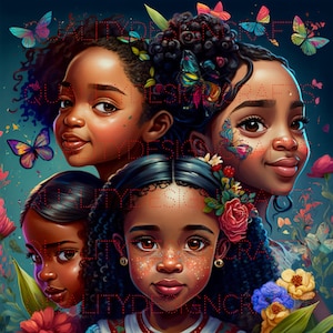 Kids Beautiful Black Girl Magic Melanin Black Woman PNG Afro Mode meisje Afro-Amerikaanse clipart PNG Planner Tshirt Tumbler Sublimation