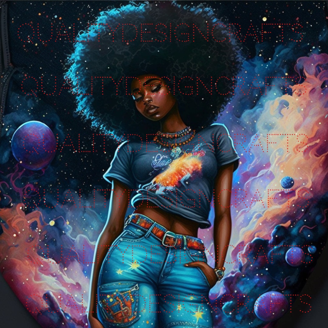 Galaxy Beautiful Black Girl Magic Melanin Black Woman PNG Afro Fashion ...