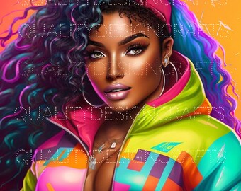 Colorful Beautiful Black Girl Magic Melanin Black Woman PNG Afro Fashion girl African American clipart Planner Tshirt Tumbler Sublimation
