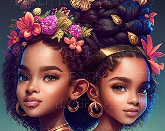 Kids Princess Black Girl Magic Melanin Black Woman PNG Afro Fashion girl African American clipart PNG Planner Tshirt Tumbler Sublimation