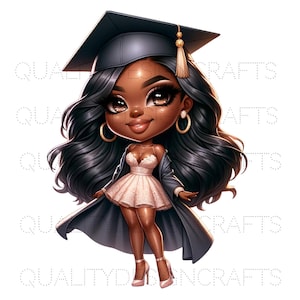 Remise des diplômes belle fille noire magique mélanine femme noire PNG mode fille afro-américaine clipart planificateur tshirt gobelet sublimation