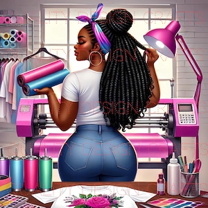 Craft Small Business  Queen Black Girl Magic Melanin Woman Afro Fashion girl African American clipart Planner Tshirt Tumbler Sublimation