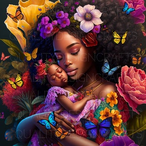 Bella madre Black Girl Magic Melanin Black Woman PNG Afro Fashion ragazza African American clipart PNG Planner Tshirt Tumbler Sublimazione
