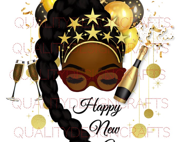 New Year Beauty Black Girl Magic Black Woman PNG Fashion girl African American clipart PNG Planner Tshirt Tumbler Sublimation