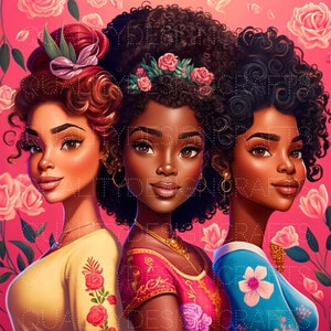 Melanin Queens Beautiful Black Girl Magic Black Woman PNG Afro Fashion girl African American clipart PNG Planner Tshirt Tumbler Sublimation