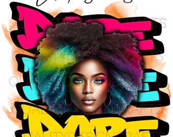 Transparent Colorful Beautiful Black Girl Magic Melanin Black Woman PNG Afro Fashion African American clipart Planner Tshirt Sublimation