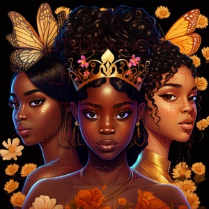 Melanina Rainha Linda Garota Negra Mágica Mulher Negra PNG Afro Fashion girl Afro-Americano clipart PNG Planejador Camiseta Tumbler Sublimação