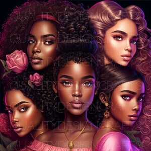 Melanin Queens Beautiful Black Girl Magic Black Woman PNG Afro Fashion girl African American clipart PNG Planner Tshirt Tumbler Sublimation